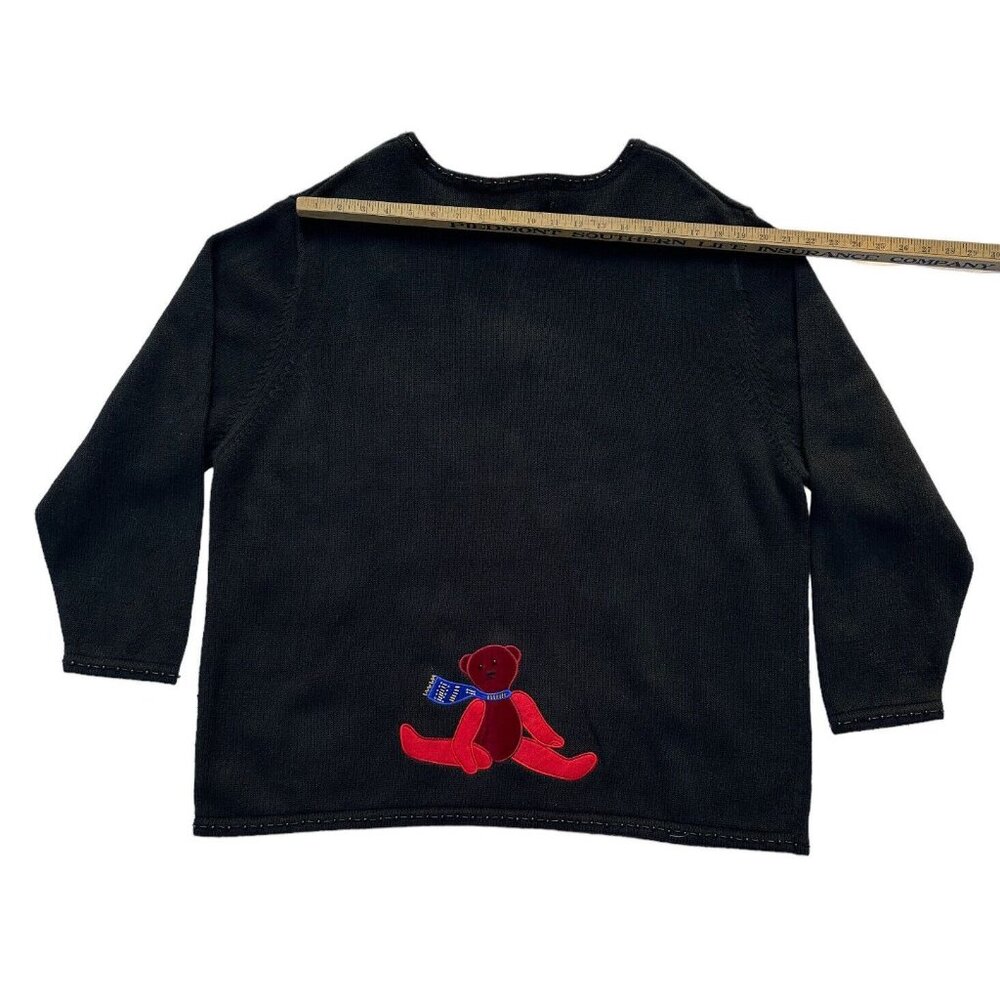 Quaker Factory Playfull Teddy Bears Sweater Vintage Black 2X NWT QVC - Picture 6 of 6